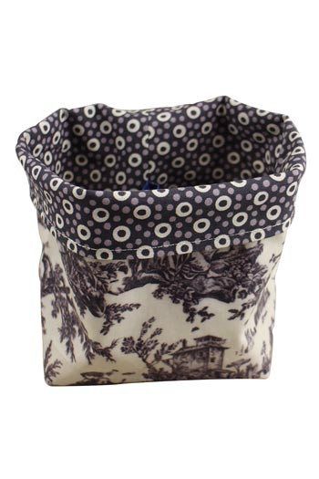 Pot Sajou en toile de Jouy cirée grise doublé motif gris Pot Sajou en toile de Jouy cirée grise doublé motif gris