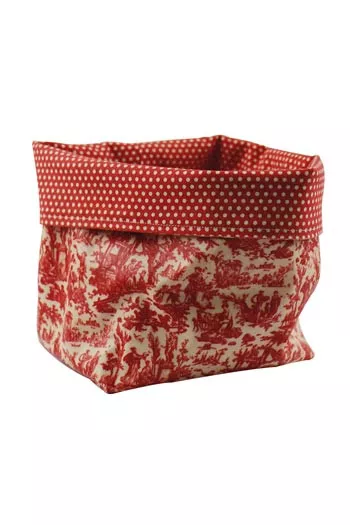 Pot Sajou en toile de Jouy cirée rouge doublé tissu rouge à pois Pot Sajou en toile de Jouy cirée rouge doublé tissu rouge à pois