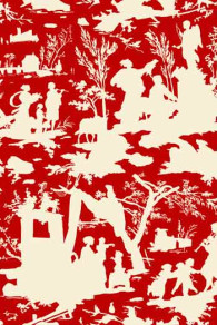 Sajou Wachstuch Toile de Jouy Rot Motiv Offrande à l'Amour in Ecru
