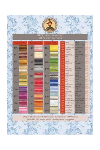 Fil Multicolore brillant carte de coloris imprimée Fil Multicolore brillant carte de coloris imprimée
