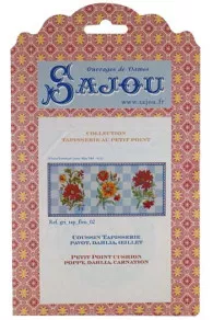 Présentation de la grille de tapisserie sur canevas Sajou motif fleurs pavot dahlia et oeillet
