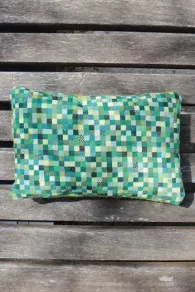Sajou basketweave cushion in green tones