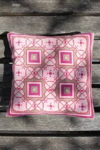 Sajou basketweave tapestry kit for Mirabel square cushion in pink tones