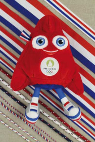 Sämtliche Sajou Trikolore Bänder mit dem Maskottchen der Olympischen Spiele 2024