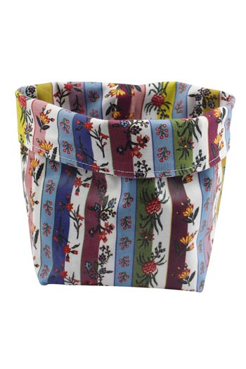 Pot Sajou en toile cirée rayures Coquecigrues doublé du même motif