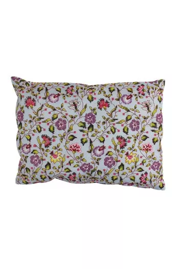 Kit de point de croix Sajou coussin tissu fleuri indienne Bangalore bleu ciel brodé Kit de point de croix Sajou coussin tissu fleuri indienne Bangalore bleu ciel brodé