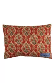 Dos du kit de point de croix Sajou coussin tissu fleuri indienne Pondichéry rouge brodé