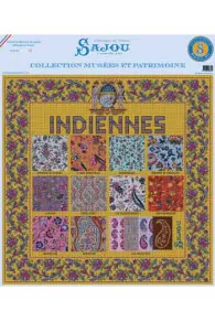 Vorderseite der Sajou Stickvorlage für Kreuzstich Indiennes Stoffe Kollektion Museen und Kulturgut
