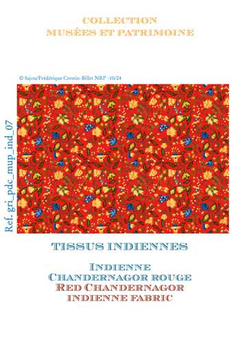 Grille de point de croix Sajou motif de tissu indienne Chandernagor rouge - Musées et Patrimoine