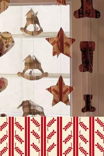 Guirlande en volume Sajou en tissu à faire soi-même avec un tissu à rayures et épis rouge et écru Guirlande en volume Sajou en tissu à faire soi-même avec un tissu à rayures et épis rouge et écru