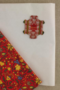 Contenu du pack Sajou pour faire soi-même une guirlande en tissu indienne Chandernagor rouge