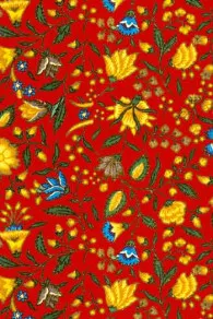 Tissu Sajou coton tissu indienne fleurie Chandernagor rouge