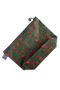 Devant de la grande trousse Sajou en toile cirée motif indienne Chandernagor vert