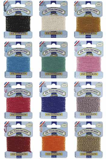 Sajou Tonkin polyester embroidery thread with golden lurex - Assortment 1 - 12 classic colours Sajou Tonkin polyester embroidery thread with golden lurex - Assortment 1 - 12 classic colours