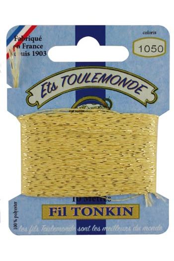 Tonkin glossy embroidery thread Sajou colour 1050 straw on a 10-metre card Tonkin glossy embroidery thread Sajou colour 1050 straw on a 10-metre card