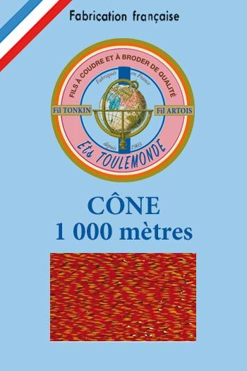 Tonkin glossy embroidery thread Sajou Two-tone orange - professional presentation on a 1,000-metre cone