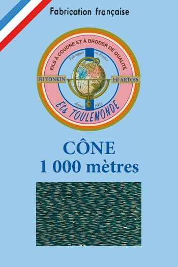 Tonkin glossy embroidery thread Sajou Two-tone green - professional presentation on a 1,000-metre cone Tonkin glossy embroidery thread Sajou Two-tone green - professional presentation on a 1,000-metre cone