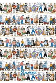 Sajou kitchen tea towel 100% cotton - Farandole Bretonne motif