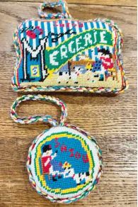Kit de tapisserie Sajou ornements rembourrés puffies – médaillon et motif Petite Fille réparant sa poupée