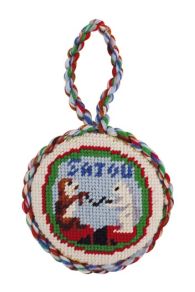 Front of the Cat and Dog winding wool medallion – Puffies stuffed needlepoint ornaments kit