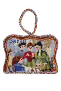 Vorderansicht des Sajou Gobelin-Motivs Vintage Nähsalon - Kits für gepolsterte Anhänger im Petit Point