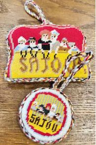 Kit de tapisserie Sajou ornements rembourrés puffies – médaillon et motif Enfants dans un Théâtre
