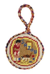 Front of the Little Girl and her Cat medallion – Puffies stuffed needlepoint ornaments kit
