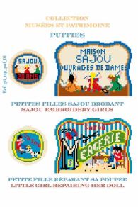 Sajou charts for puffies in petit point needlepoint – Little Girls Embroidering and Little Girl Sewing