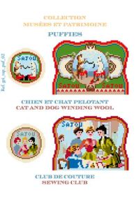 Sajou charts for puffies in petit point needlepoint – Cat and Dog winding Wool and Sewing Club