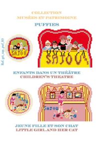 Sajou charts for puffies in petit point needlepoint – Children's Theatre and Girl and her Cat