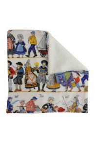 Sajou-Gästetuch 25 x 25 cm Bambus-Frottee und Stoff Farandole bretonne