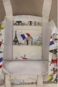 Détail de la poche intérieure du grand cabas à coudre Sajou Paris et la tour Eiffel