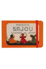 Devant du carnet Sajou miniature fermeture à élastique Petites filles brodant