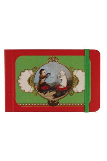 Devant du carnet Sajou miniature fermeture à élastique Chien et chat pelotant Devant du carnet Sajou miniature fermeture à élastique Chien et chat pelotant