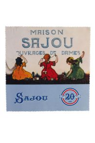 Essuie-lunettes microfibre Sajou motif Petites Filles brodant - face imprimée