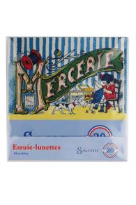 Essuie-lunettes microfibre Sajou motif Petite fille réparant sa poupée dans sa pochette de présentation