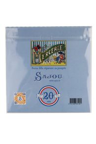 Dos de la pochette de présentation de l'essuie-lunettes microfibre Sajou motif Petite fille réparant sa poupée