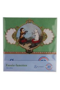 Essuie-lunettes microfibre Sajou motif Chat et Chien pelotant dans sa pochette de présentation