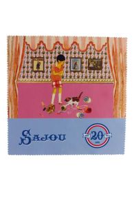 Essuie-lunettes microfibre Sajou motif Jeune Fille et Chat - face imprimée