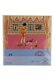 Essuie-lunettes microfibre Sajou motif Jeune Fille et Chat dans sa pochette de présentation