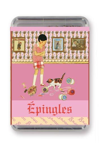 Épingles de couturière classiques en acier extra-fines n°4 - Jeune Fille et son Chat Épingles de couturière classiques en acier extra-fines n°4 - Jeune Fille et son Chat