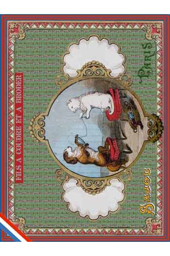 Collector postcard – Sajou haberdashery theme – Cat and Dog widing wool