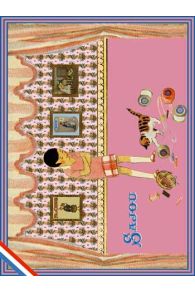 Collector postcard – Sajou haberdashery theme – Girl and her Cat