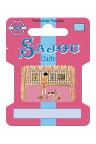 Sajou ribbon and thread card - Young Girl and her Cat