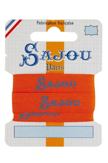 100% cotton orange ribbon dark blue Sajou logos