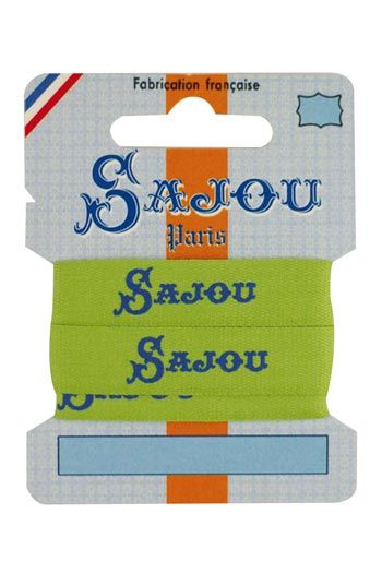 100% cotton green ribbon dark blue Sajou logos