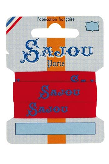 100% cotton red ribbon dark blue Sajou logos
