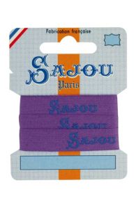 Ruban mauve 100 % coton logos Sajou bleu foncé