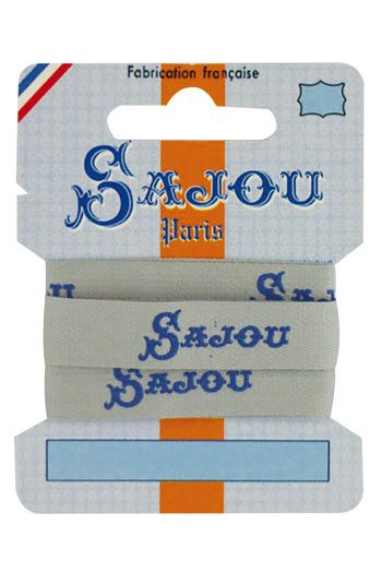 100% cotton grey ribbon dark blue Sajou logos