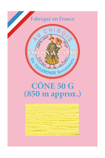 Fil Au Chinois cotton tacking thread 850m cone - colour yellow Fil Au Chinois cotton tacking thread 850m cone - colour yellow
